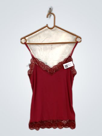 Red Lace-Trimmed Camisole