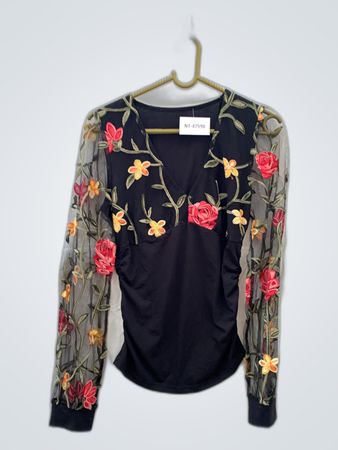 Unbranded Floral Embroidered Long Sleeve Blouse