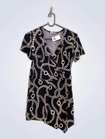 Sorbet Chain Print Wrap Blouse
