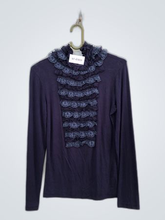 Unbranded Navy Ruffle Detail Blouse