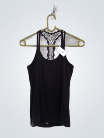 Black Lace Back Tank Top