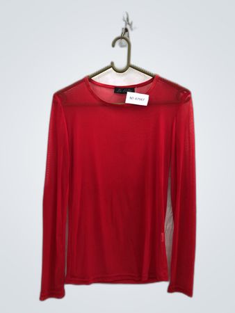 Lu-Gille Red Sheer Long-Sleeve Blouse