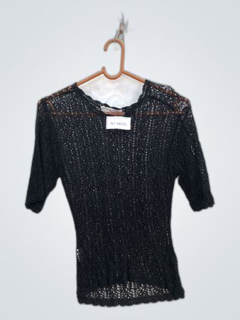 Jeffrey Rogers Black Sheer Knit Blouse