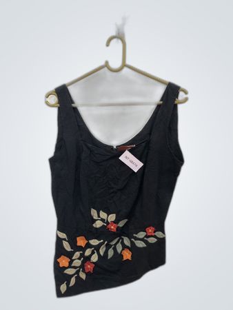 Garuzzo Black Floral Embroidered Camisole Top