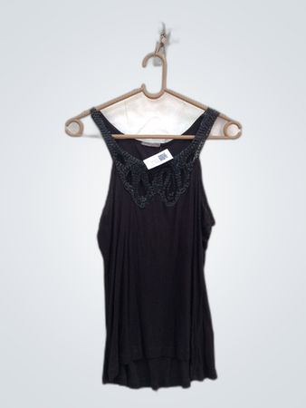 Black Sequined Sleeveless Tank Top