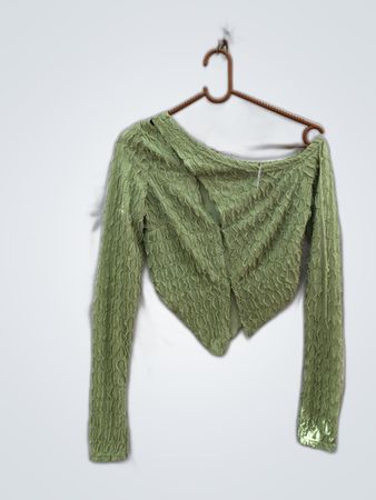 Unbranded Green Textured Knit Cardigan