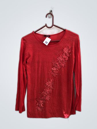 LIF Collection Red Embroidered Blouse