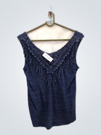 Unbranded Lace Trim Camisole Top in Navy