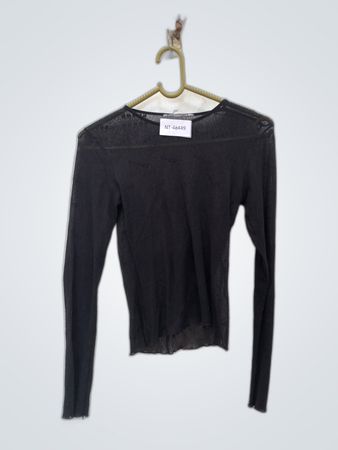 Unbranded Black Sheer Long-Sleeve Blouse