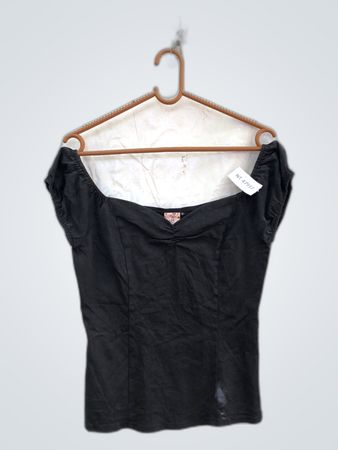 Dancing Girl Black Puff Sleeve Blouse