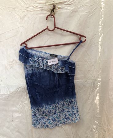 Tendance Paris Printed Denim Crop Top