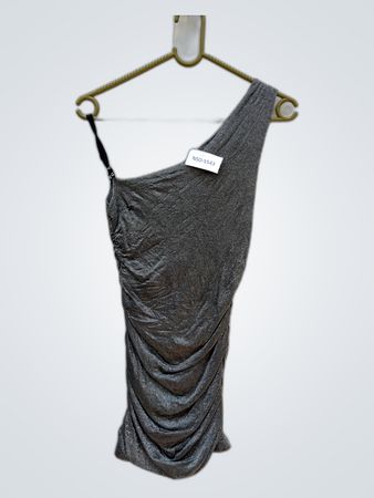 One-Shoulder Ruched Metallic Gray Top