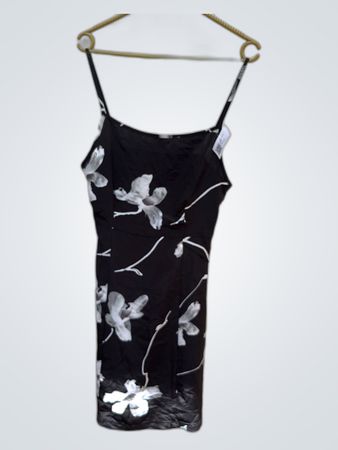 Black Floral Print Slip Mini Dress
