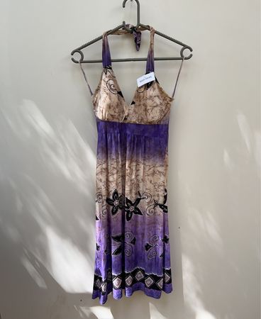 Unbranded Purple Batik Print Mini Dress