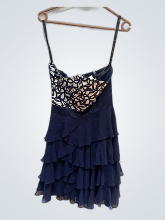 Marie Lund Copenhagen Navy Strapless Ruffled Dress