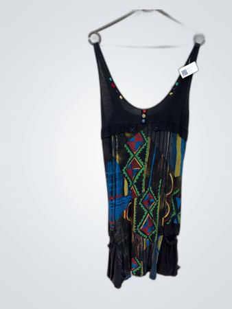 Soggo Collection Multicolored Abstract Print Sleeveless Mini Dress