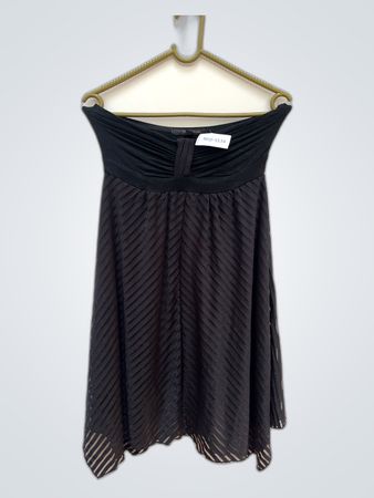 Love & Love Black Strapless Pleated Mini Dress