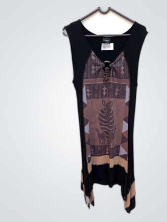 La Voila Printed Sleeveless Blouse