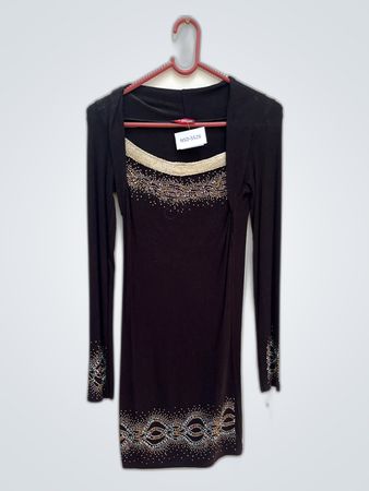 Miss Jordan Black Dress with Beaded Details