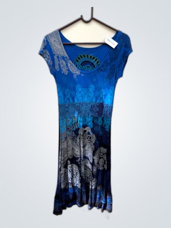 Desigual Printed Blue Party Dress