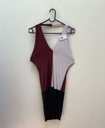Unbranded Color-Blocked Halter Mini Dress