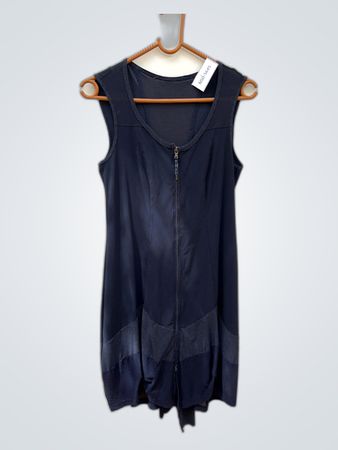Unbranded Navy Blue Sleeveless Zip-Up Tank Top
