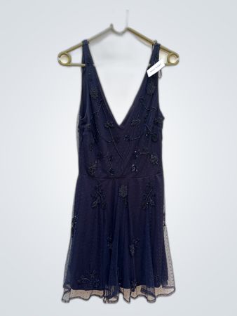 Navy Beaded Mini Dress