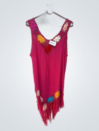 Unbranded Magenta Crochet Embellished Tank Top