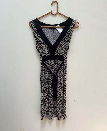 Unbranded Black and White Geometric Circle Print Mini Dress