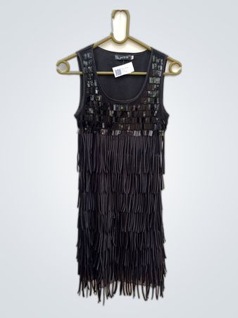 Abercrombie & Fitch Black Sequin Fringe Tank Top