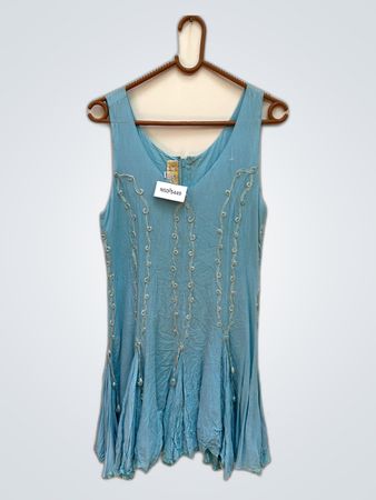 Light Blue Embroidered Sleeveless Blouse