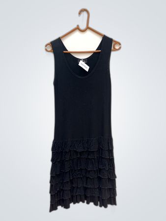 Paul Bria Black Sleeveless Ruffle Mini Dress