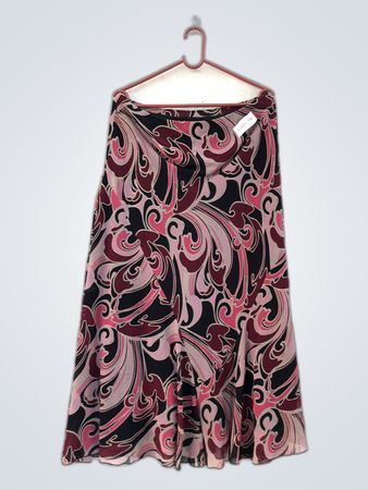 Pink and Black Floral Skirt