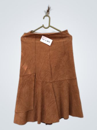 Unbranded Brown Suede Flared Mini Skirt