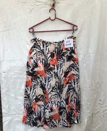 Unbranded Tropical Leaf Print Midi Skirt