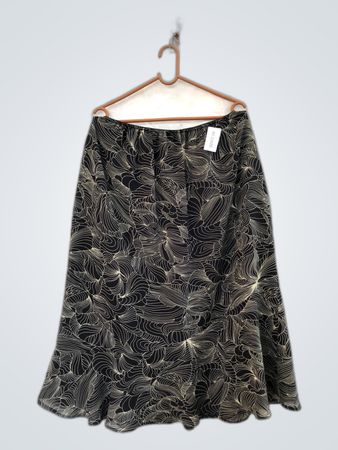 Unbranded Black Abstract Print Midi Skirt