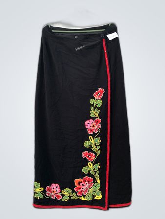 Unbranded Black Embroidered Wrap Skirt