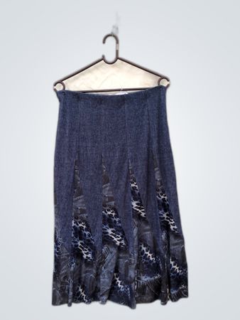 Studio West Pleated Polyester Skirt with Animal Print