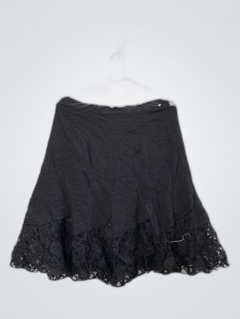 Black Lace Trim Mini Skirt