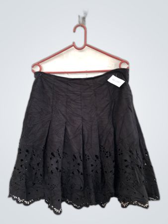 Black Pleated Lace Mini Skirt