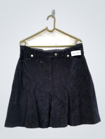 Unbranded Black Corduroy Pleated Mini Skirt