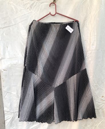 Unbranded Black and White Striped Pleated Mini Skirt