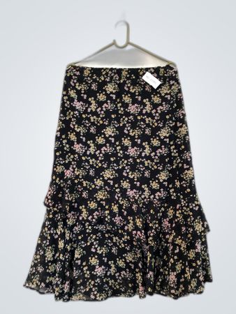 Floral Print Ruffled Midi Skirt