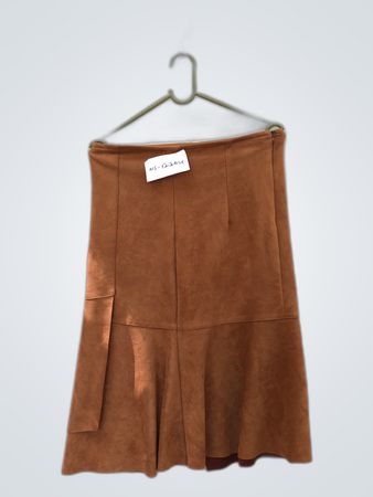 Unbranded Brown Suede Pleated Skirt