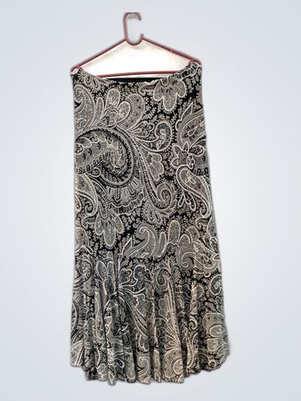 Unbranded Black Paisley Print Maxi Skirt