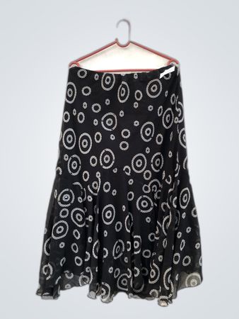 Black Circle Print Midi Skirt