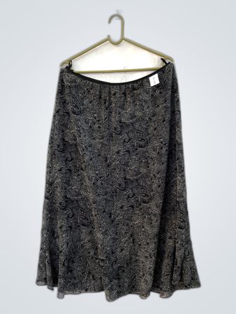 Black Paisley Print Midi Skirt