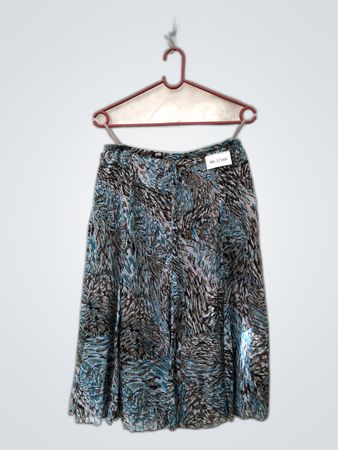 Unbranded Teal Animal Print Pleated Mini Skirt