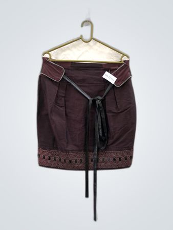 Unbranded Burgundy Satin Mini Skirt