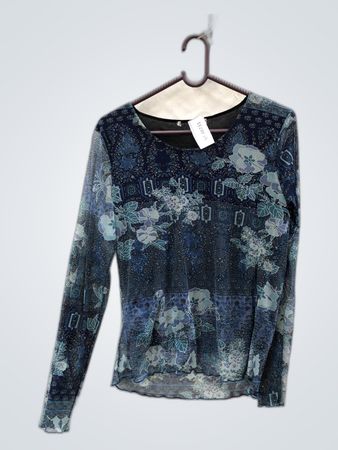 Floral Print Long Sleeve Sheer Blouse